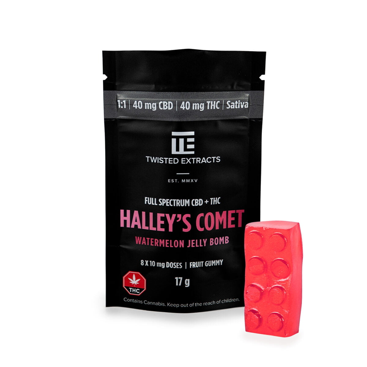 Watermelon Halley’s Comet Jelly Bomb (40mg THC + 40mg CBD)